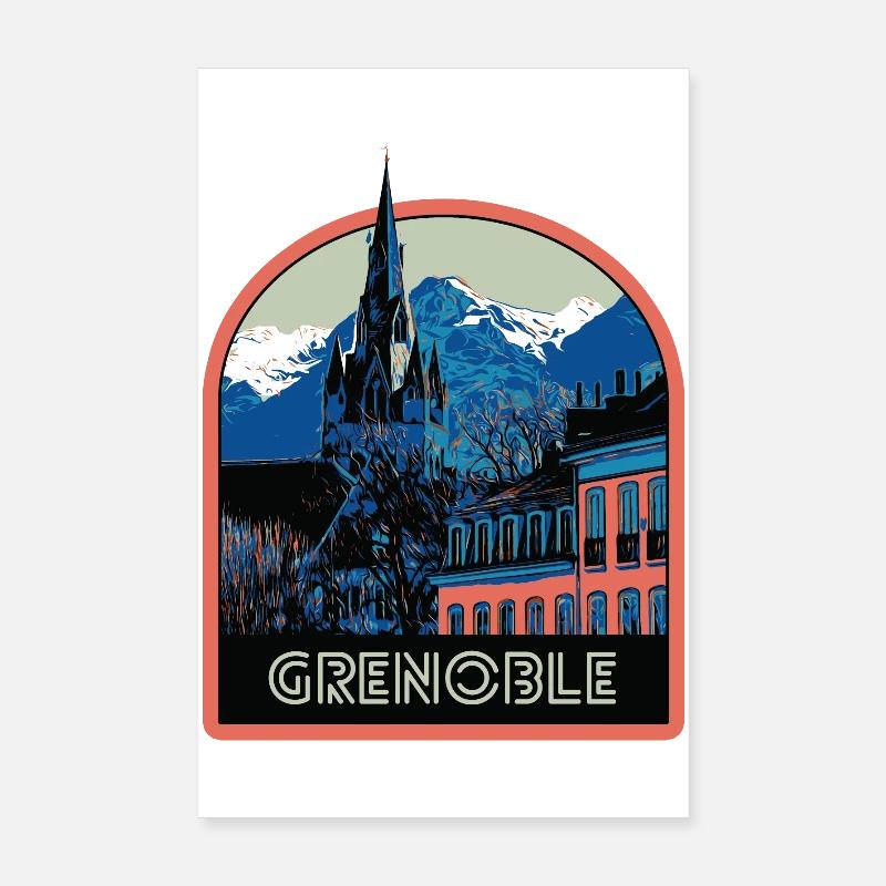Illustration vue emblématique de Grenoble Poster 20 x 30 cm