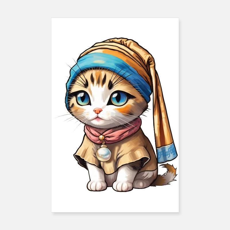 Kitten with pearl Poster 8" x 12" (20x30 cm)