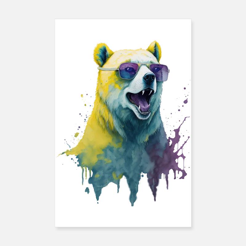 cooler Eisbär mit Sonnenbrille, Portrait Poster 20x30 cm