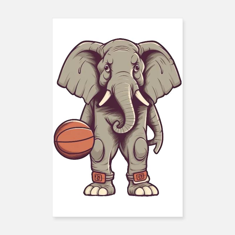Éléphant de basket-ball Poster 20 x 30 cm
