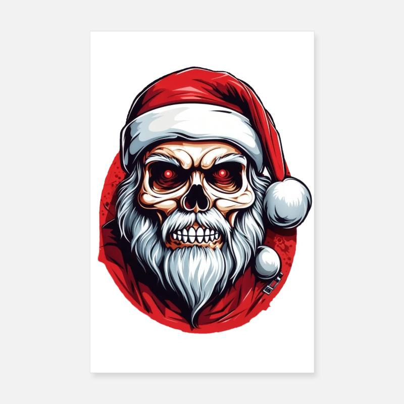 Crâne Père Noël Poster 20 x 30 cm