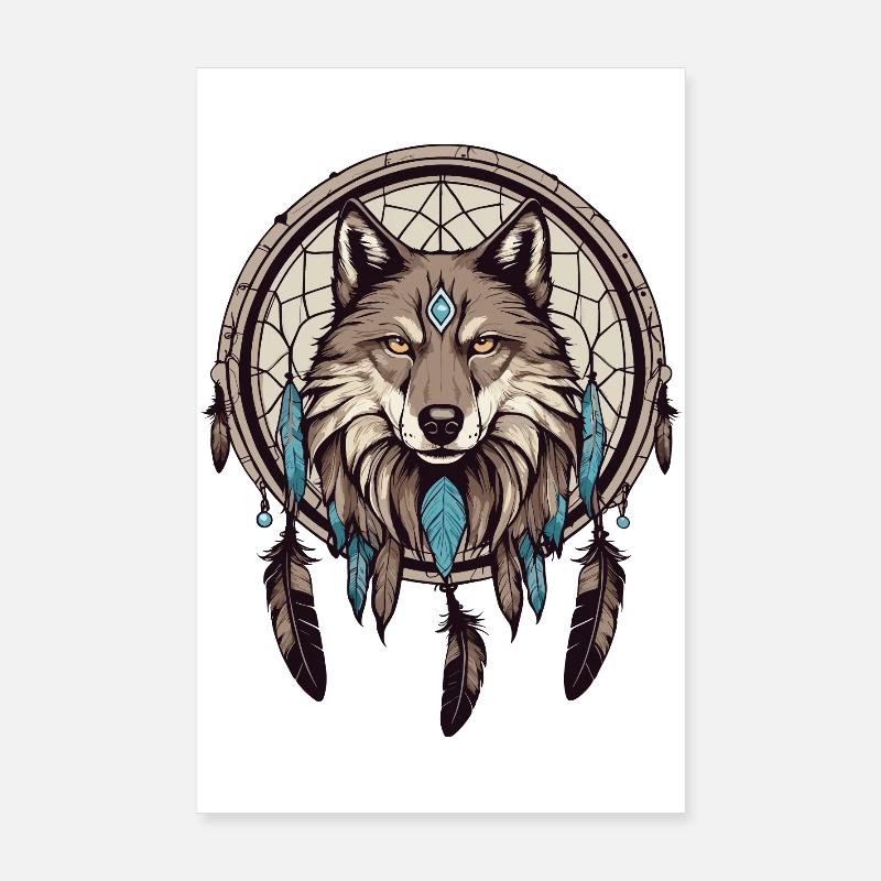 Dream catcher with wolf Poster 8" x 12" (20x30 cm)