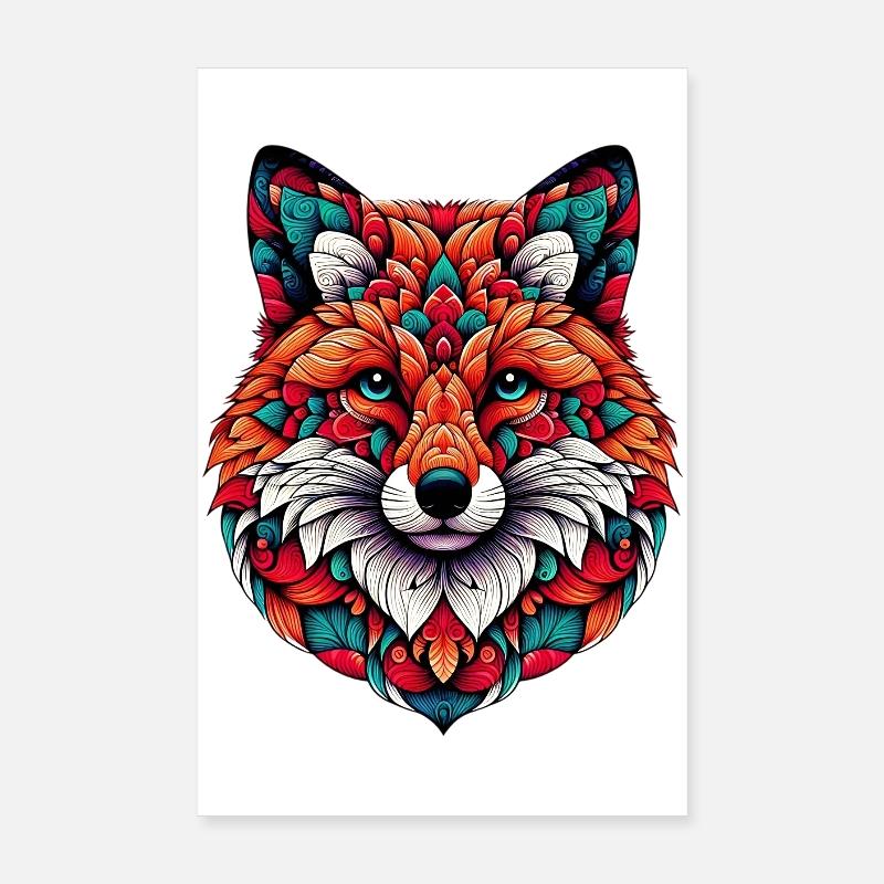 Fox decorated with Mandalas Poster 8" x 12" (20x30 cm)