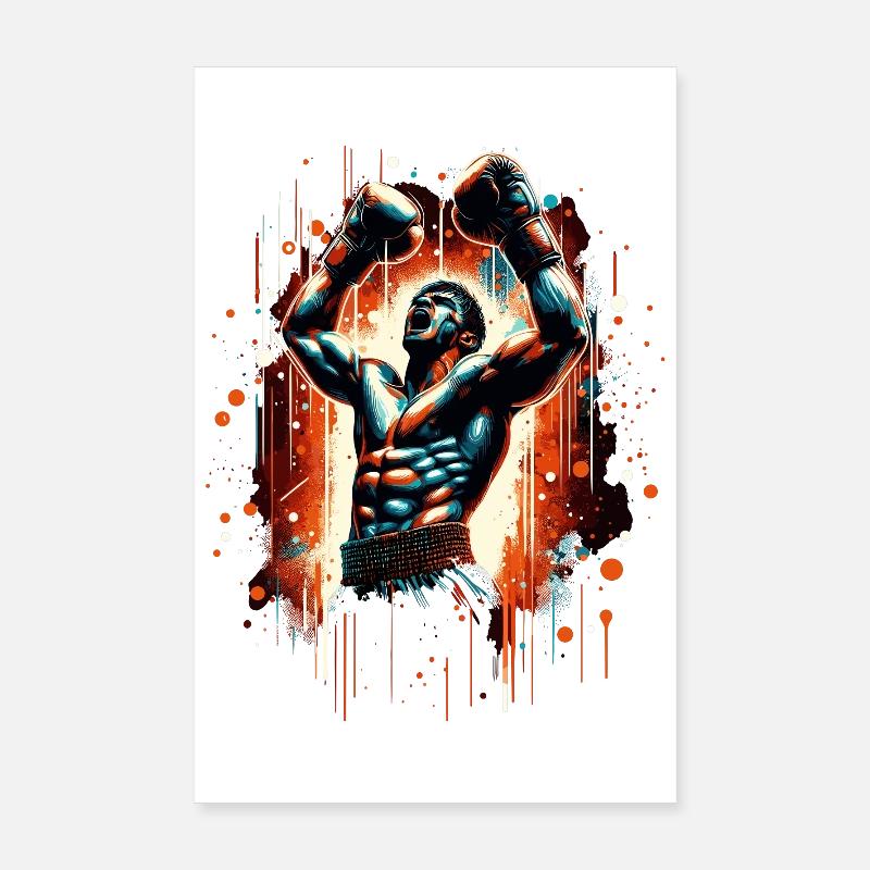 Boxer Victory Pose Victory Pose Boxing Gift Poster 8" x 12" (20x30 cm)
