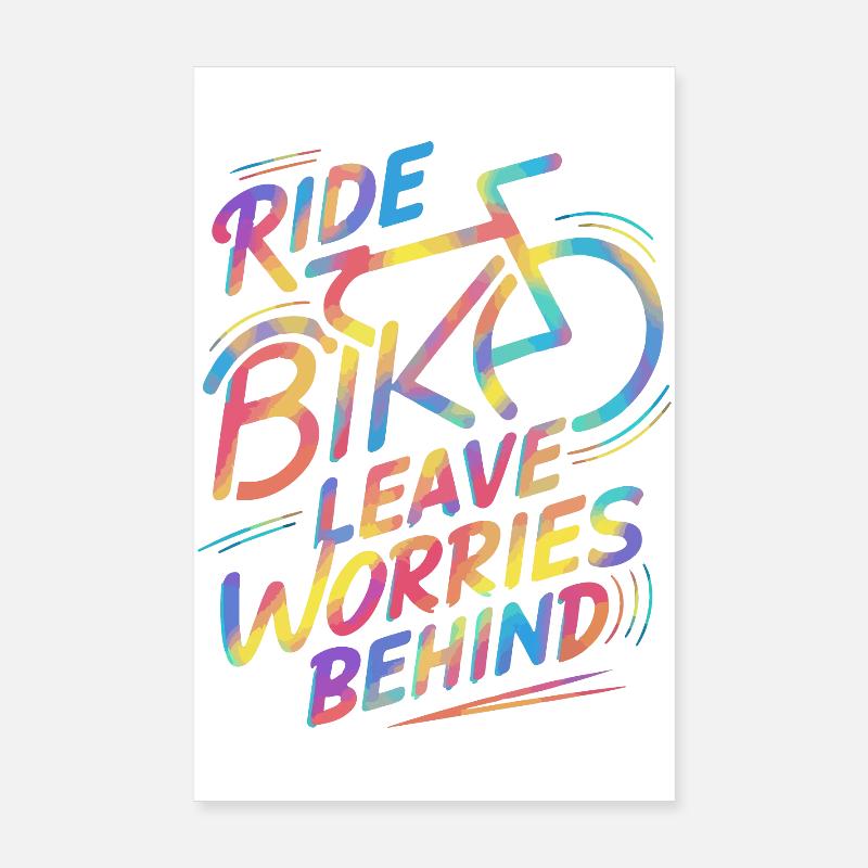 Conception vibrante de balade à vélo arc-en-ciel Poster 20 x 30 cm