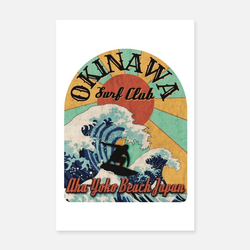 Okinawa Surf Club (Distressed) - Poster 20x30 cm - Weiß