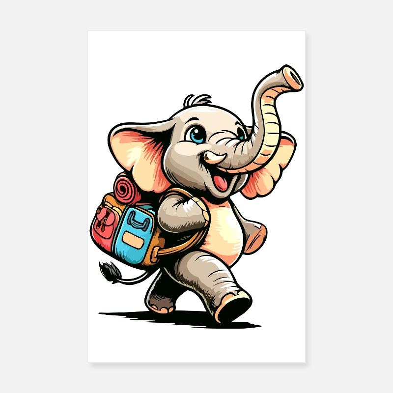 Tiny Trekker: The Jolly Elephant Poster 8" x 12" (20x30 cm)
