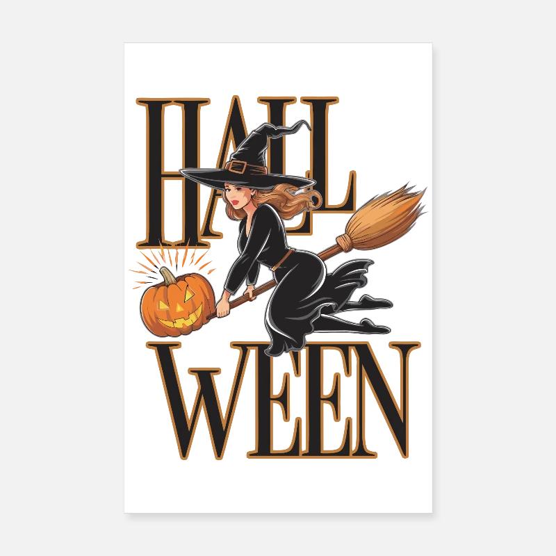 Witch with Pumpkin and Magic Wand Poster 8" x 12" (20x30 cm)