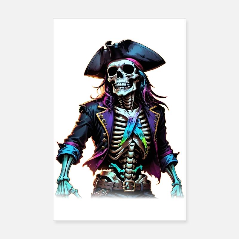 Illustration de squelette de pirate Poster 20 x 30 cm