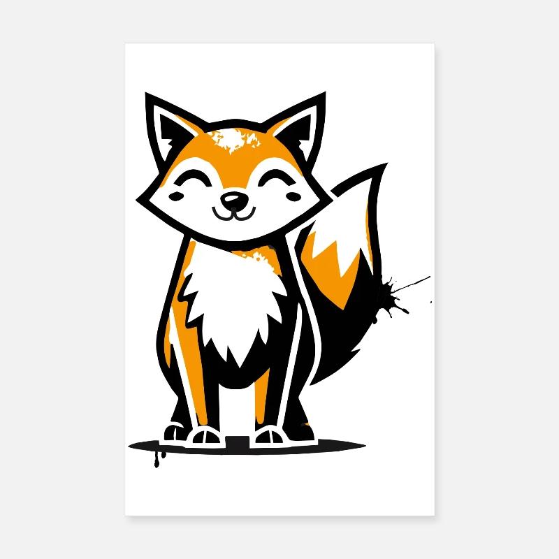 Modern fox in stencil graffiti design Poster 8" x 12" (20x30 cm)