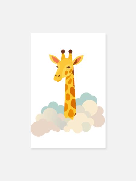 Gentle giraffe above the clouds – Dreamlike motif - Poster 8" x 12" (20x30 cm) - white - Front