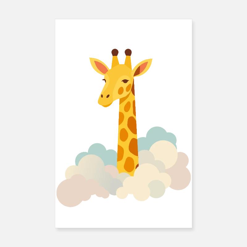 Sanfte Giraffe über den Wolken – Traumhaftes Motiv Poster 20x30 cm