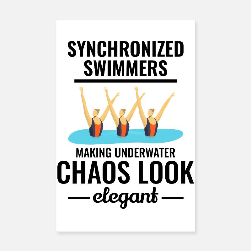 Synchronized Swimming Trio Design Poster 8" x 12" (20x30 cm)