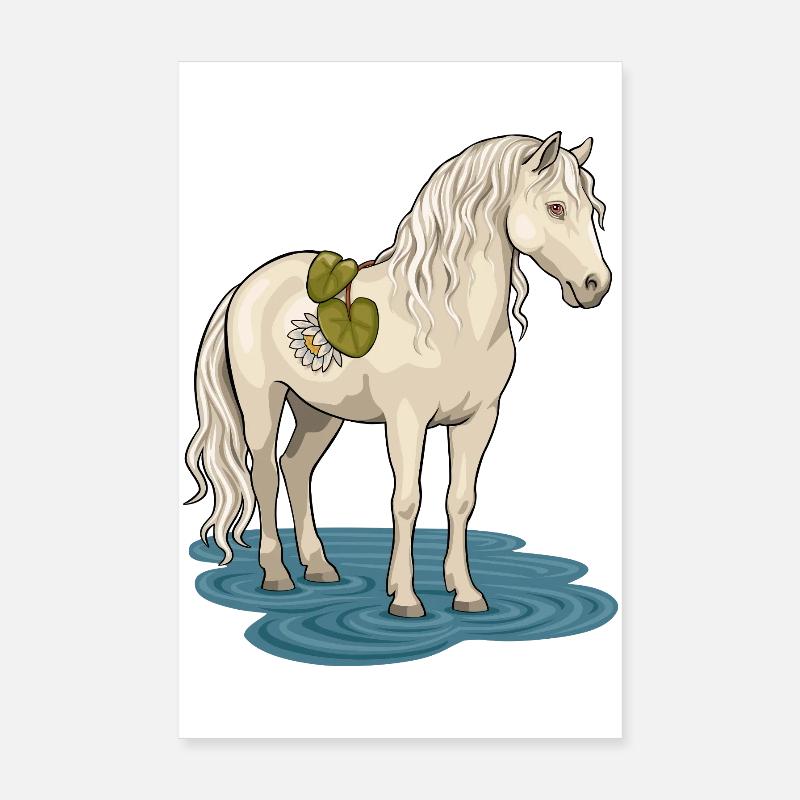 Le cheval de ruisseau - Poster 20 x 30 cm - blanc