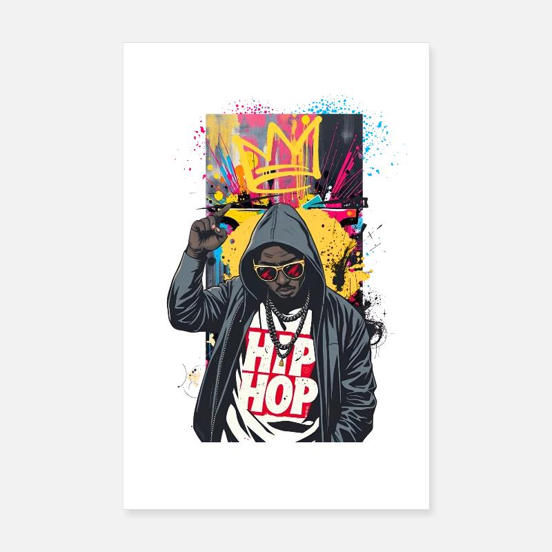 Urbaner Rapper mit bunten Graffitis Poster 20x30 cm