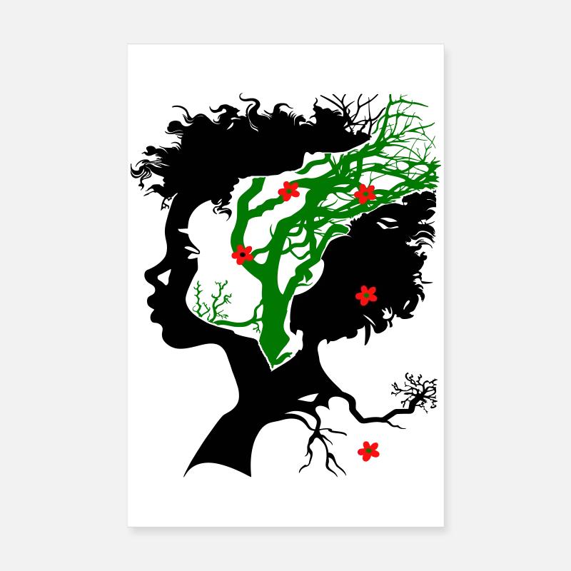 Abstrakter Baum mit Blüten Poster 20x30 cm