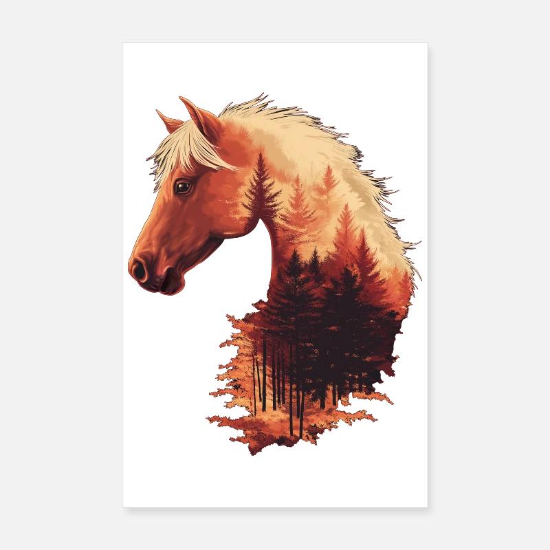 Pferd Herbst Poster 20x30 cm