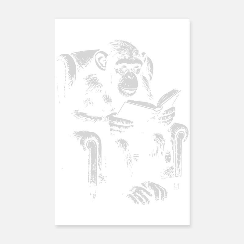 Ape Reading dans le fauteuil Poster 20 x 30 cm