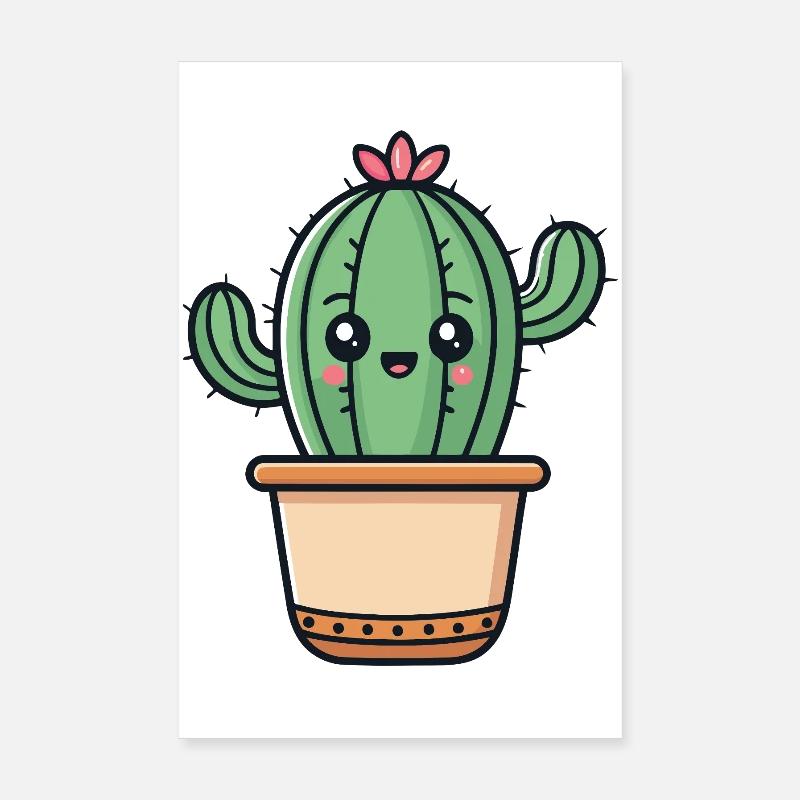 Cactus kawaii en pot Poster 20 x 30 cm