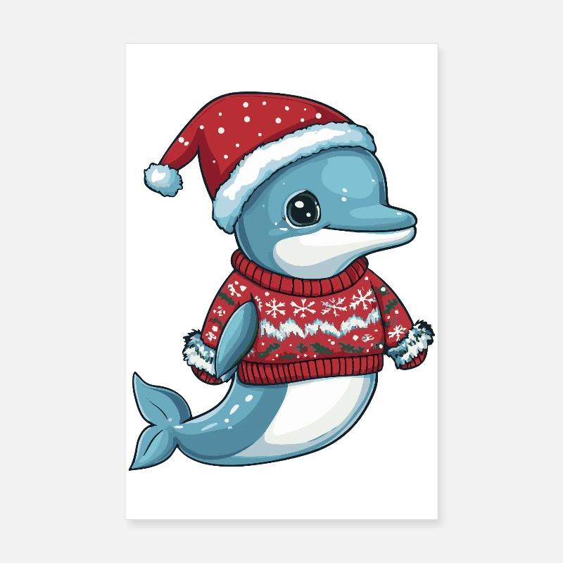 Delfin Weihnachten Xmas Poster 20x30 cm