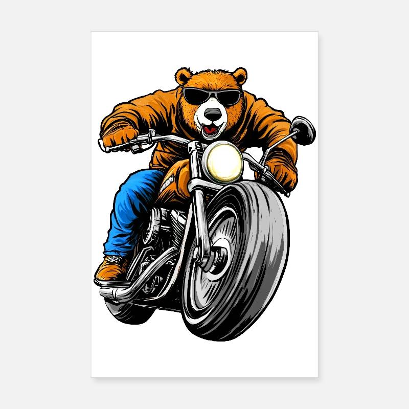 Bears Motorcycle Poster 8" x 12" (20x30 cm)