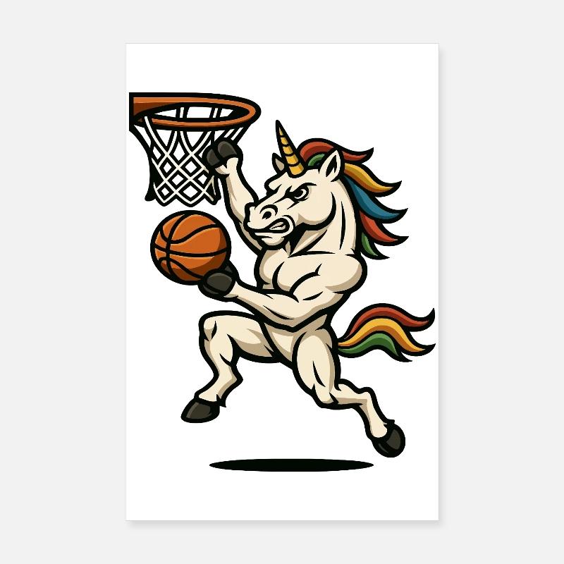 Regenbogen-Einhorn-Slam Dunk Poster 20x30 cm