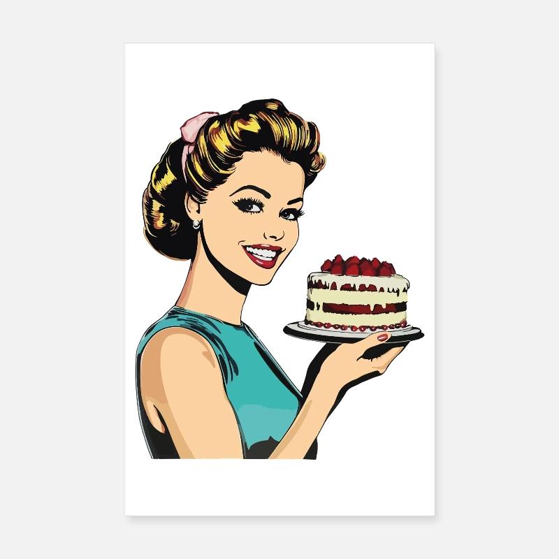 Backen Torte Backkönigin Backfee Bäckerin Pop Art Poster 20x30 cm