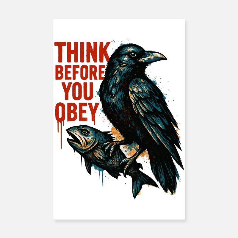 Réfléchissez avant d’obéir – Crow Art Poster 20 x 30 cm
