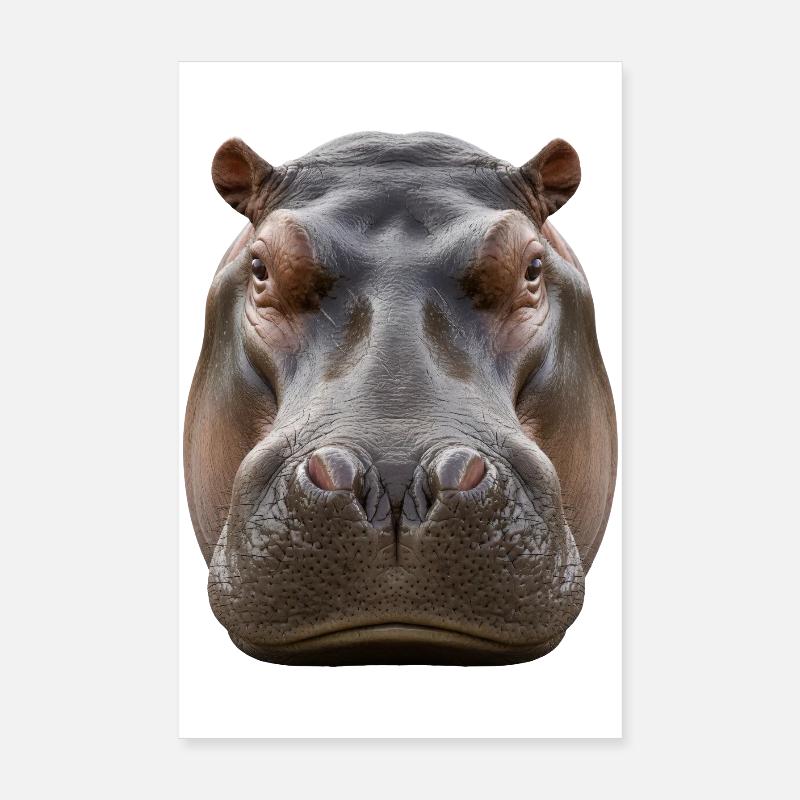 Portrait détaillé de l’hippopotame Design de la faune Poster 20 x 30 cm