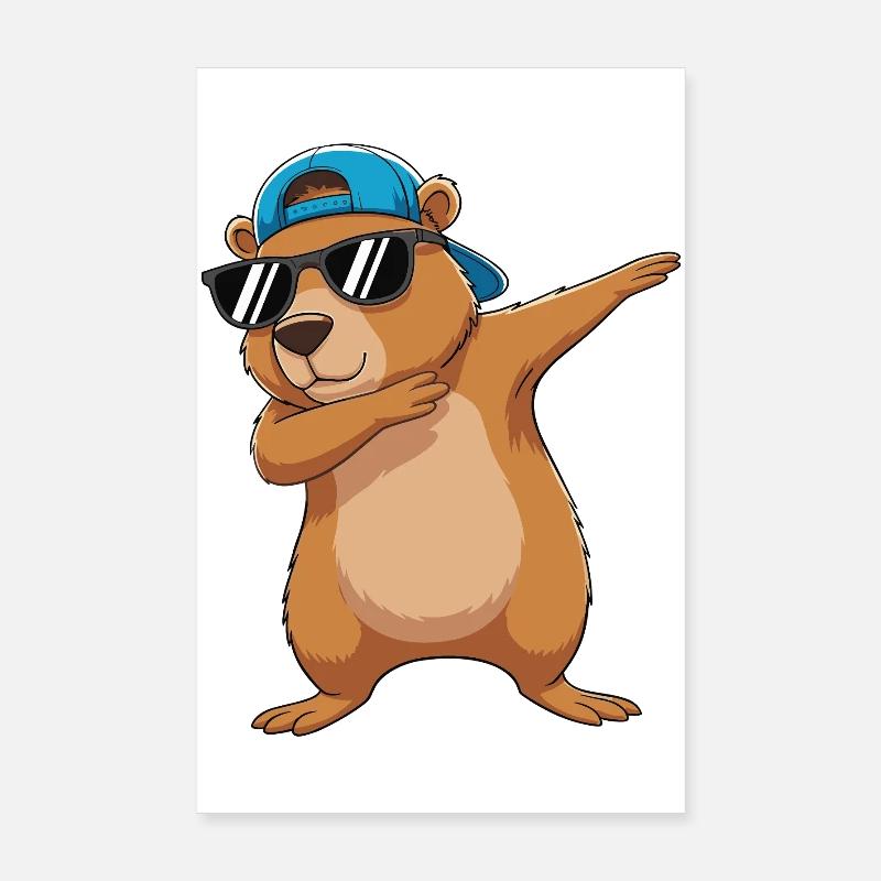 Dessins animés de lunettes de soleil Bear Cool à Dabber Poster 20 x 30 cm