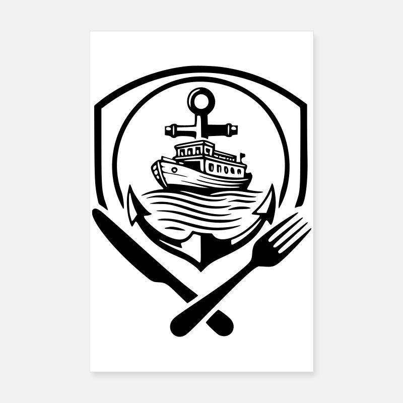 Logo batelier pour restaurant Poster 20 x 30 cm