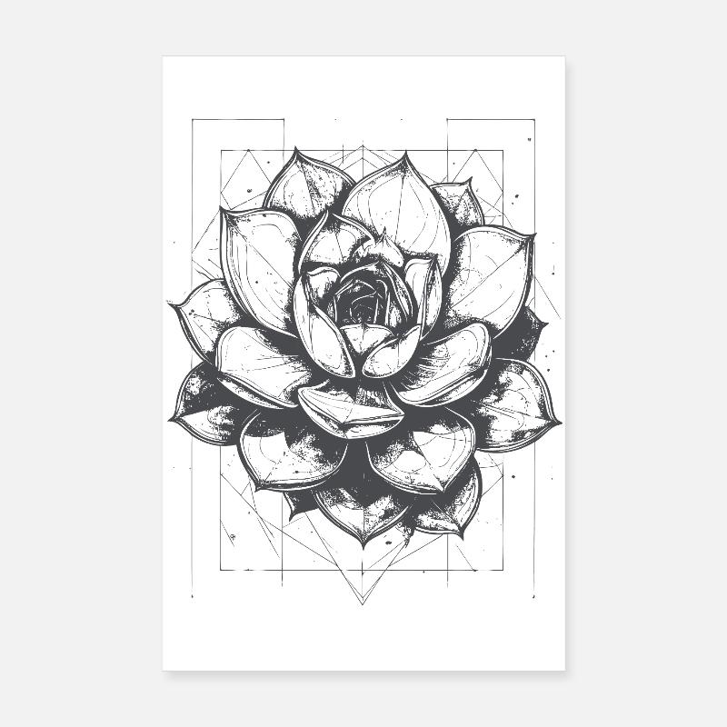 Geometric Lotus Mandala Pattern Poster 8" x 12" (20x30 cm)
