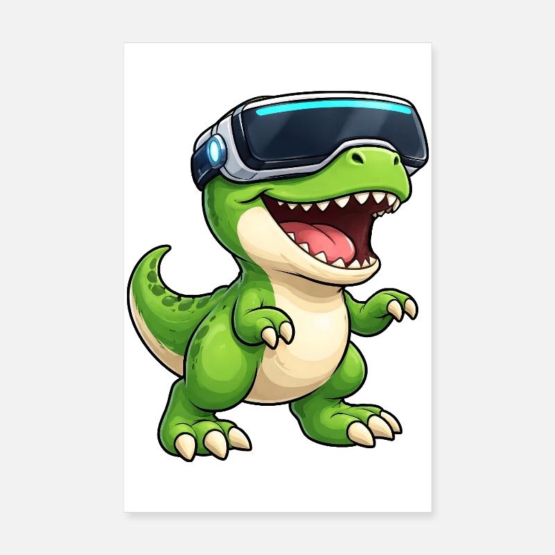 Tino Dinosaurier T-Rex VR Gamer Computer Nerd Poster 20x30 cm