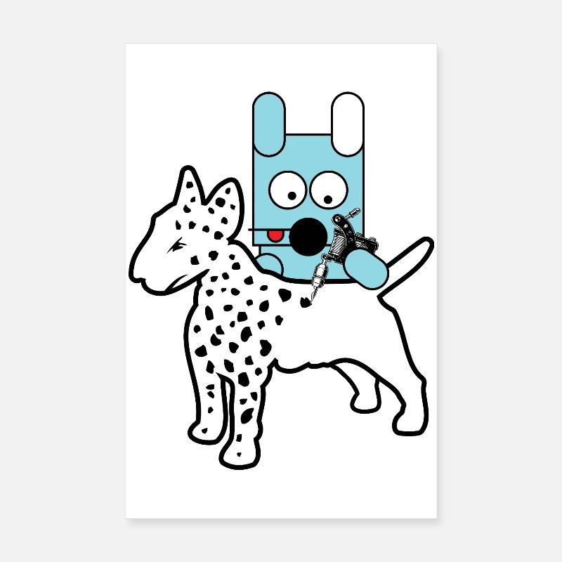 Blauer Bot-Hund mit Spritze Poster 20x30 cm