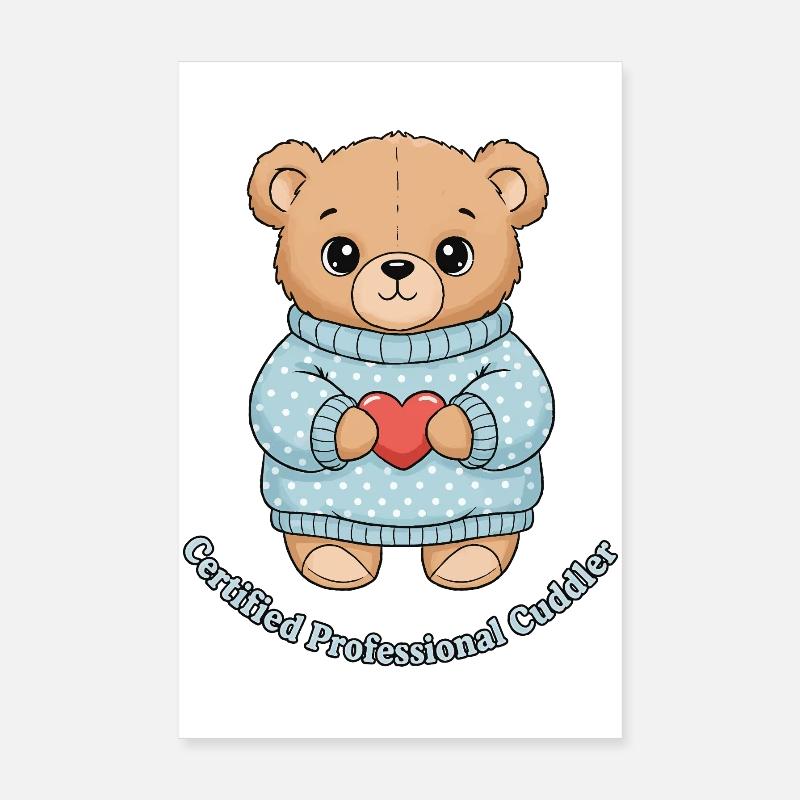 Certified Professional Cuddler Bär - Poster 20x30 cm - Weiß