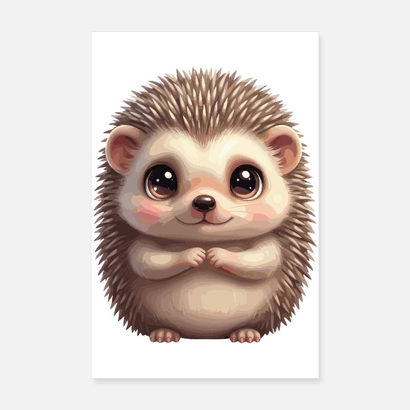 Dessin animé du hérisson câlin Poster 20 x 30 cm