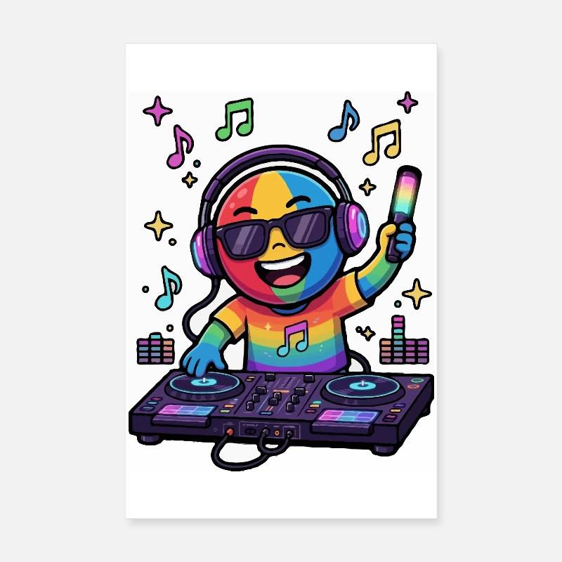 Émoticon Rainbow DJ Poster 20 x 30 cm