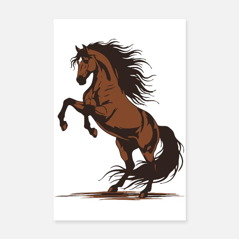 Prancing Horse Wild Equestrian Stallion Illustration Poster 8" x 12" (20x30 cm)