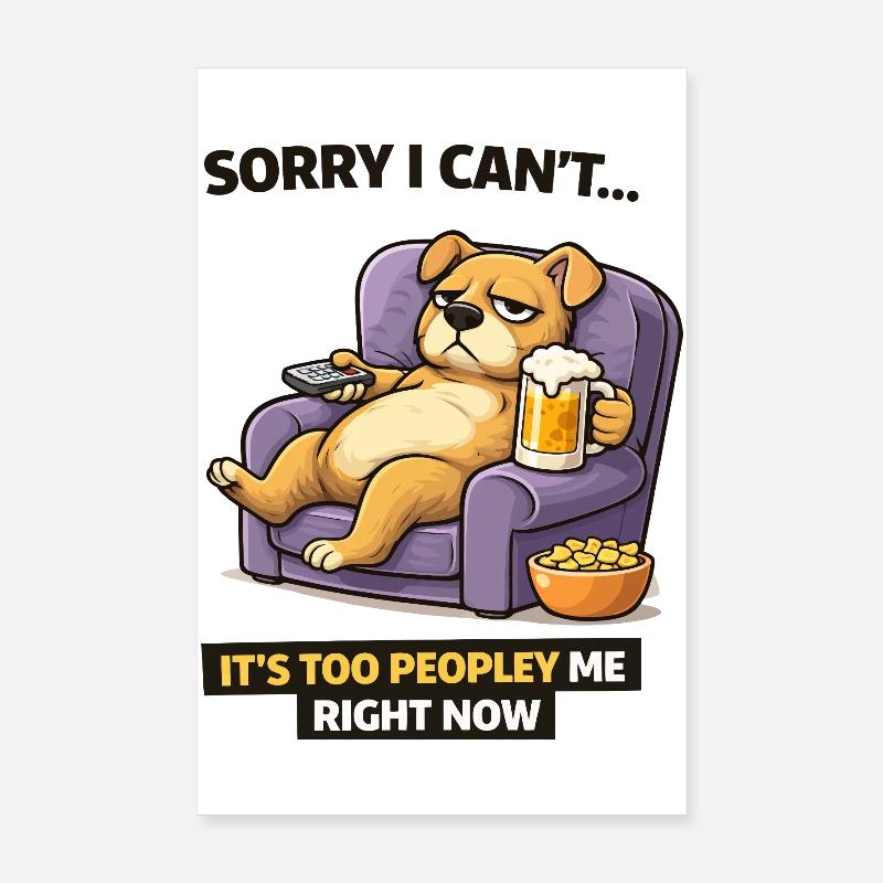 Chill Dog Sofa Bier Meme Poster 20x30 cm