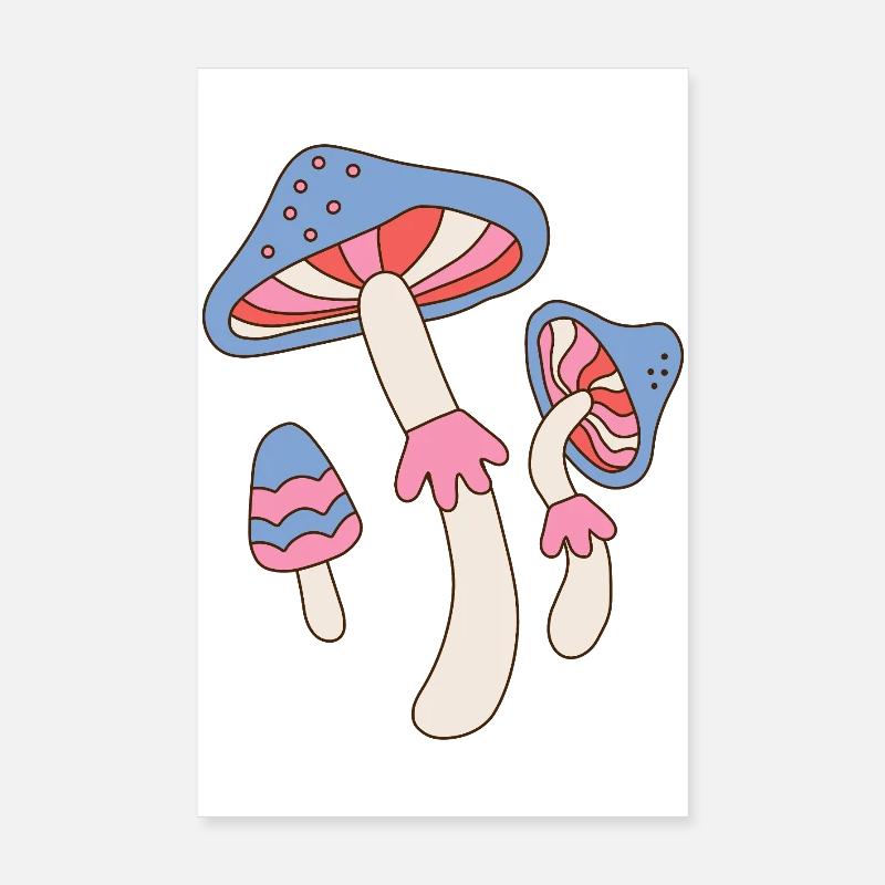 Retro Psychedelic Mushroom Vintage Design Poster 8" x 12" (20x30 cm)