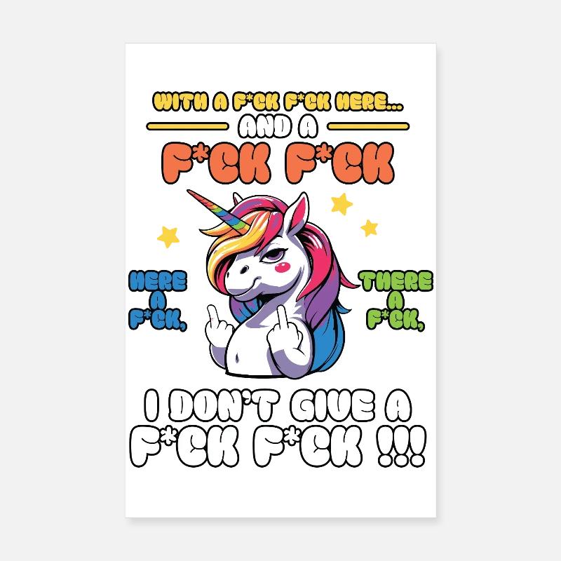 Diction colorée de licorne espiègle Poster 20 x 30 cm
