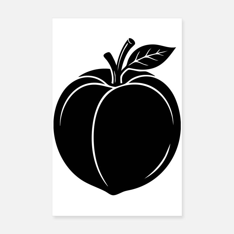 Silhouette du Fruit de la Pêche Poster 20 x 30 cm