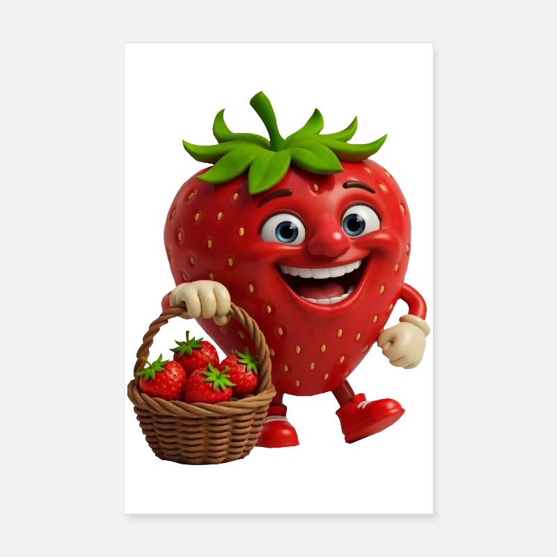 Strawberry with face Poster 8" x 12" (20x30 cm)