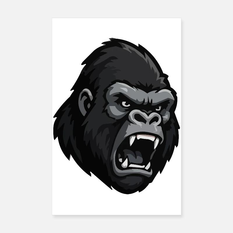 Raging Gorilla Head Graphic Poster 8" x 12" (20x30 cm)