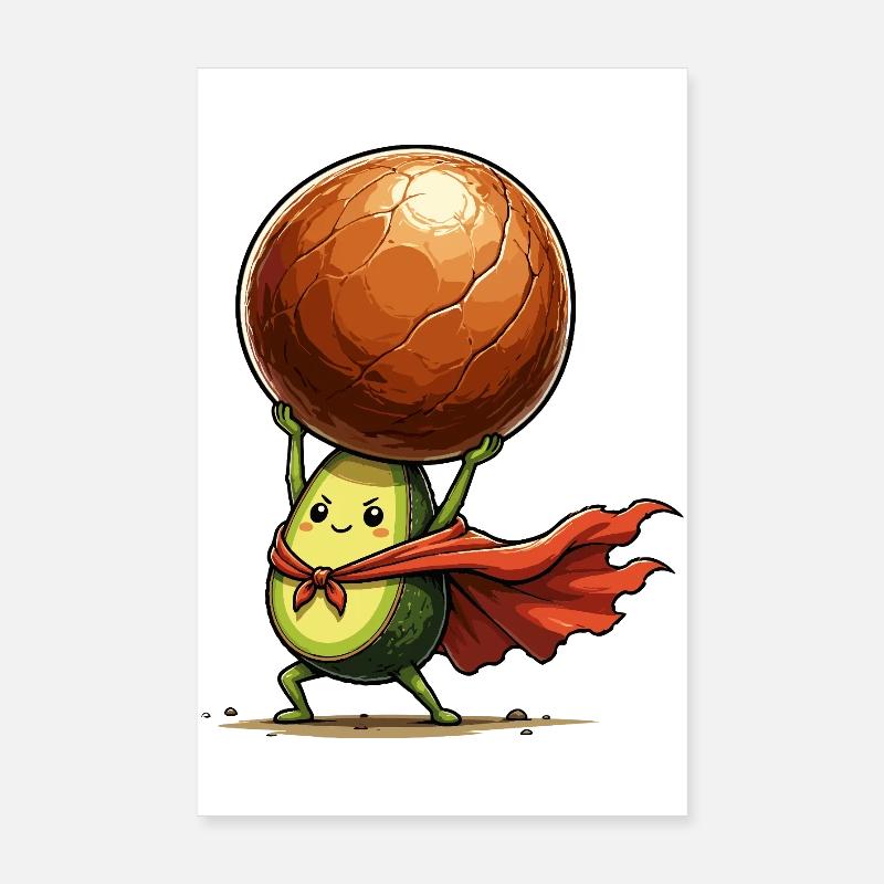 Avocado Superheld hebt Erdball Poster 20x30 cm