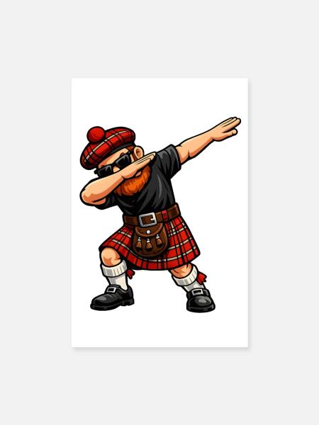 Dabbing Schotte – Lustiges Schottland-Motiv - Poster 20x30 cm - Weiß - Vorne