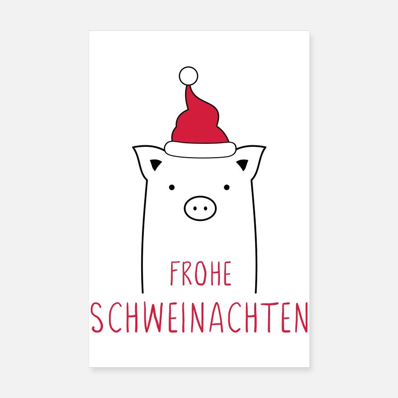 Merry Christmas I Schweinachten pig sow Poster 8" x 12" (20x30 cm)