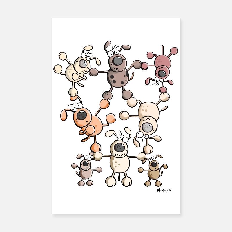 Hunde Zirkus - Poster 20x30 cm - Weiß