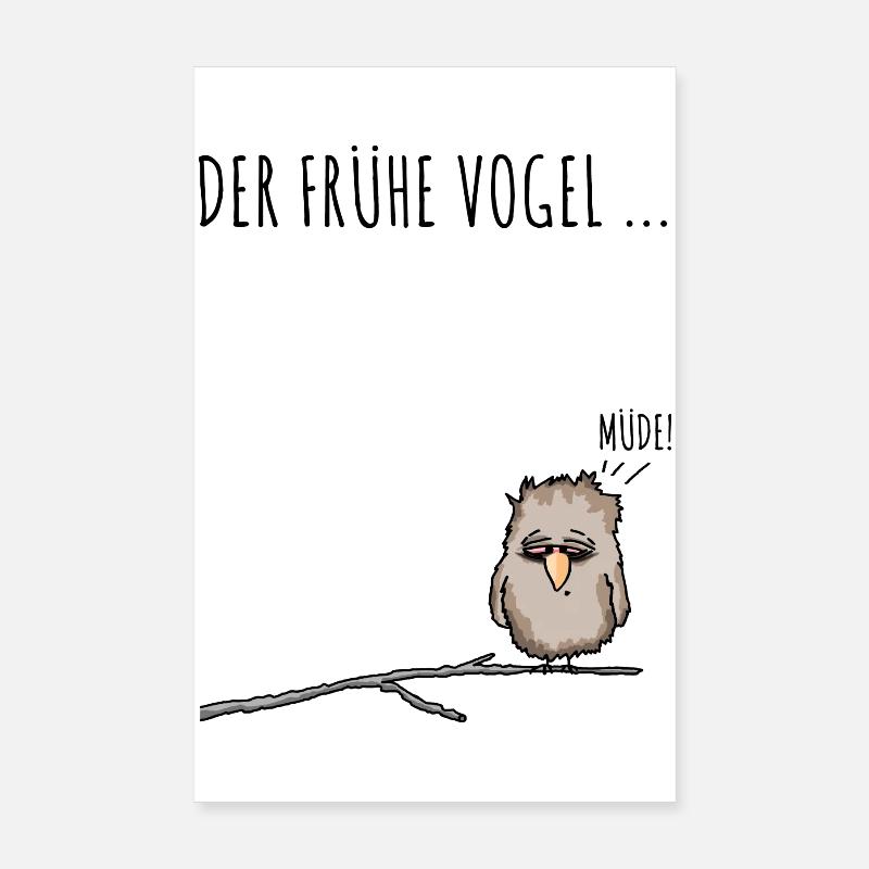 Der fruehe Vogel schwarz Poster 20x30 cm