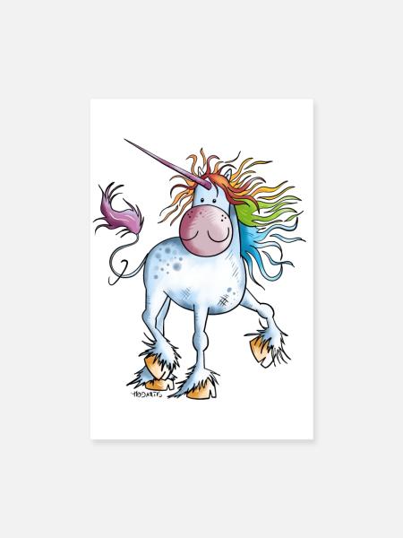 Regenbogen Einhorn - Poster 20x30 cm - Weiß - Vorne